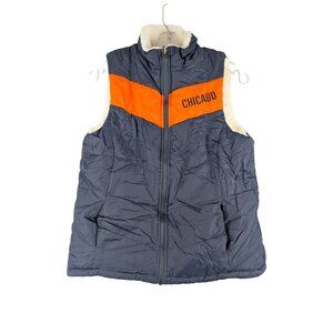 NFL Chicago Bears Womens Small Reversible Puffer Vest Sherpa Lining NWOT
